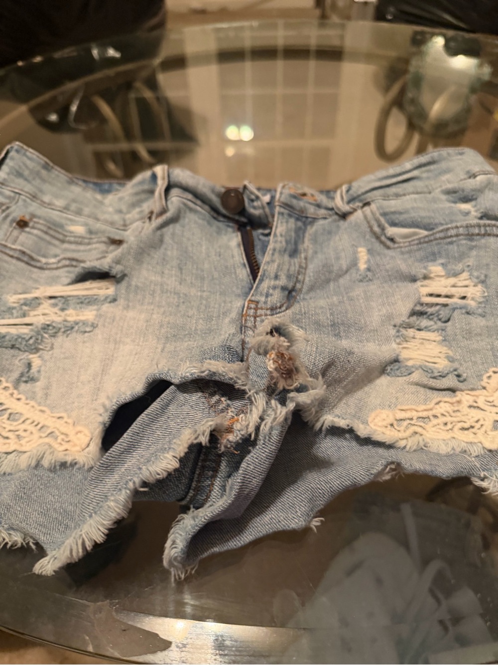 Eunina Light Blue Distressed Denim Women’s Shorts